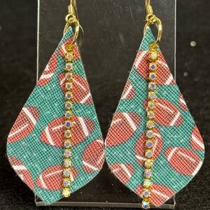 Green And Brown Football Earrings